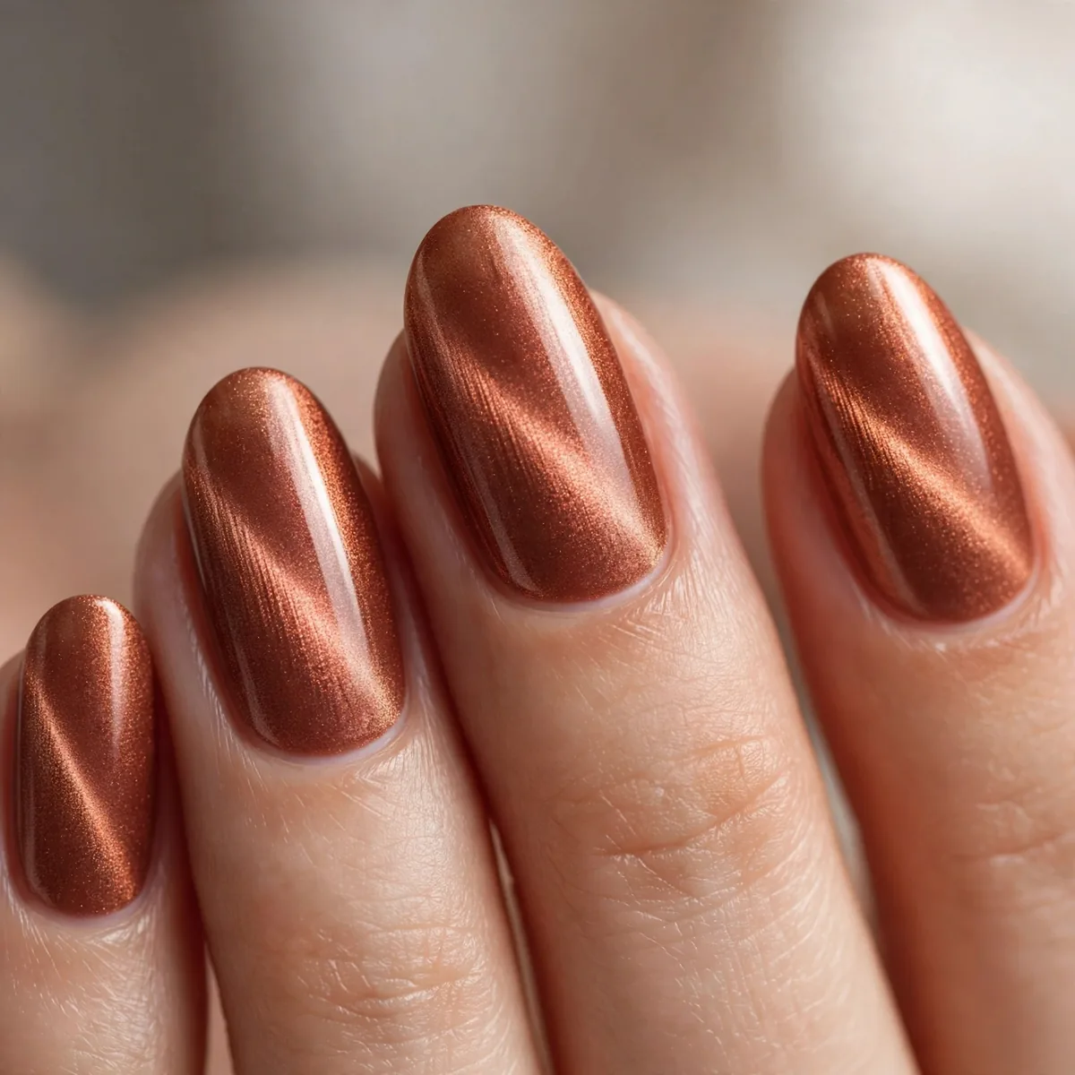 Copper velvet magnetic nails