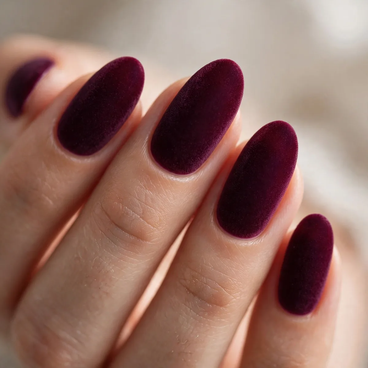 Aubergine velvet nails
