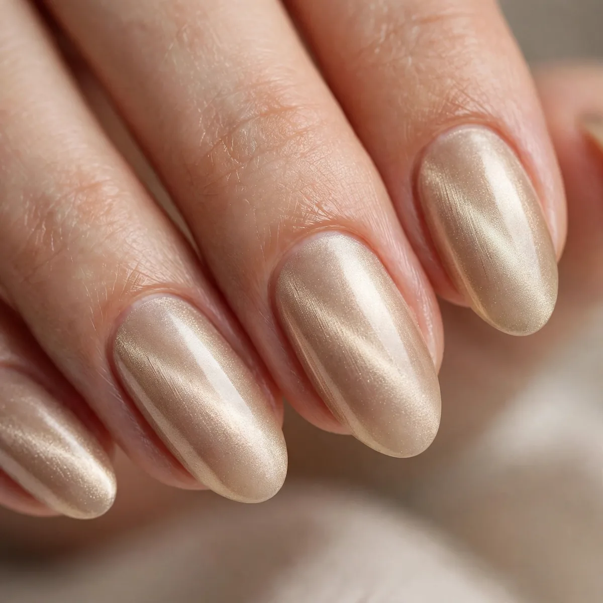 Champagne velvet magnetic nails