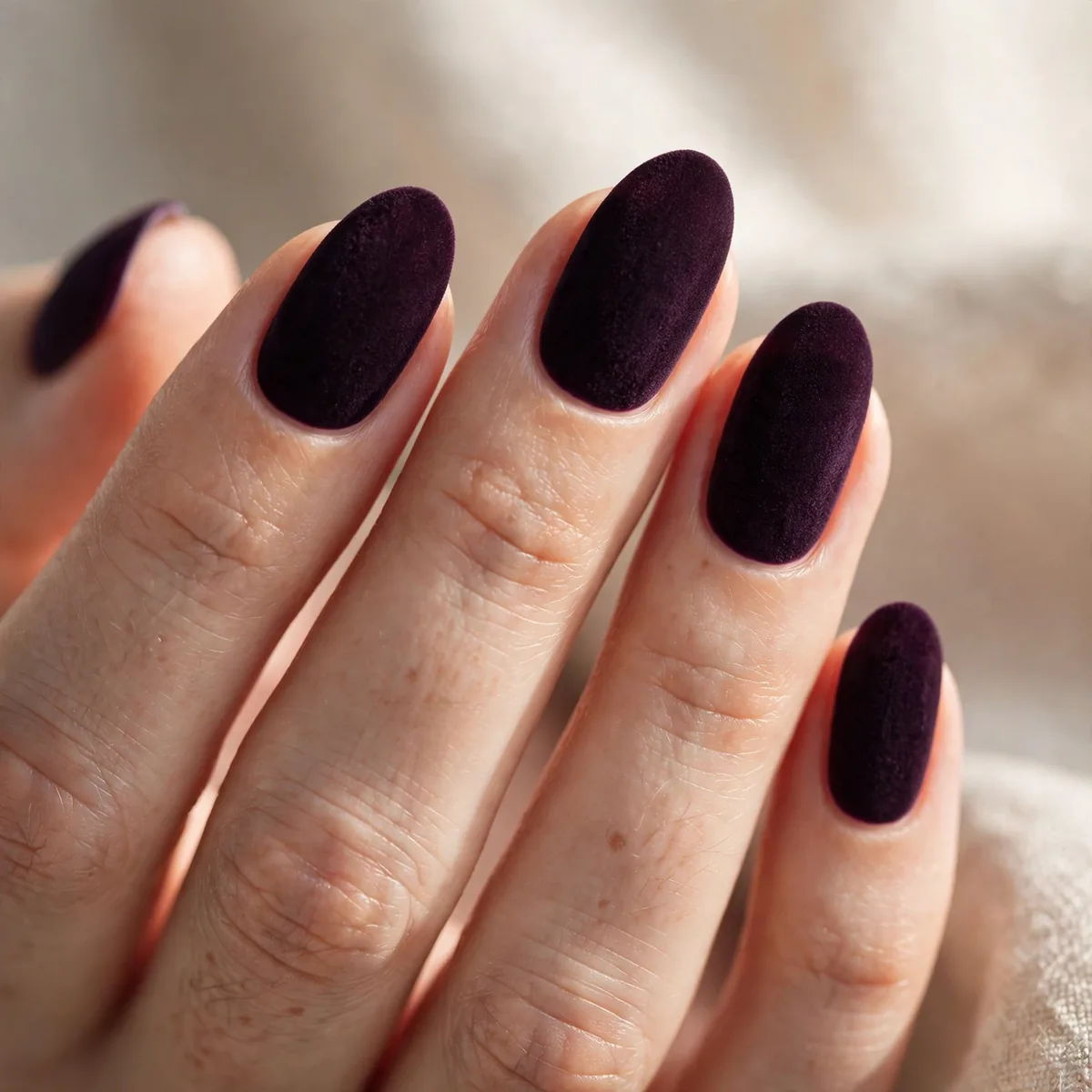 Dark plum velvet nails
