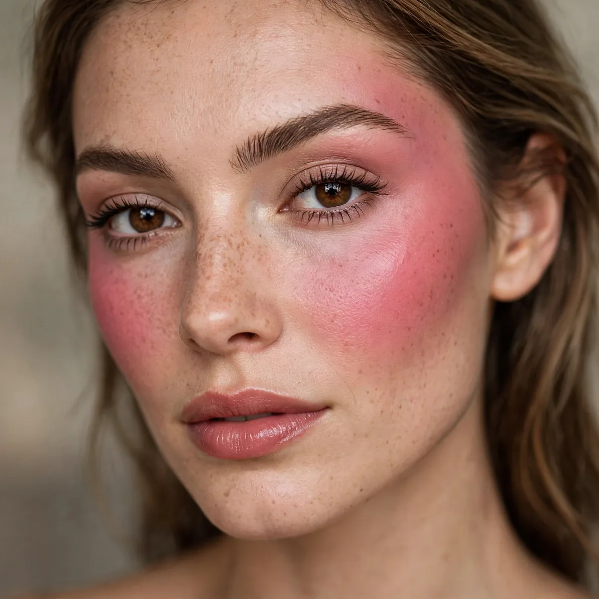 Blush placed higher for camera