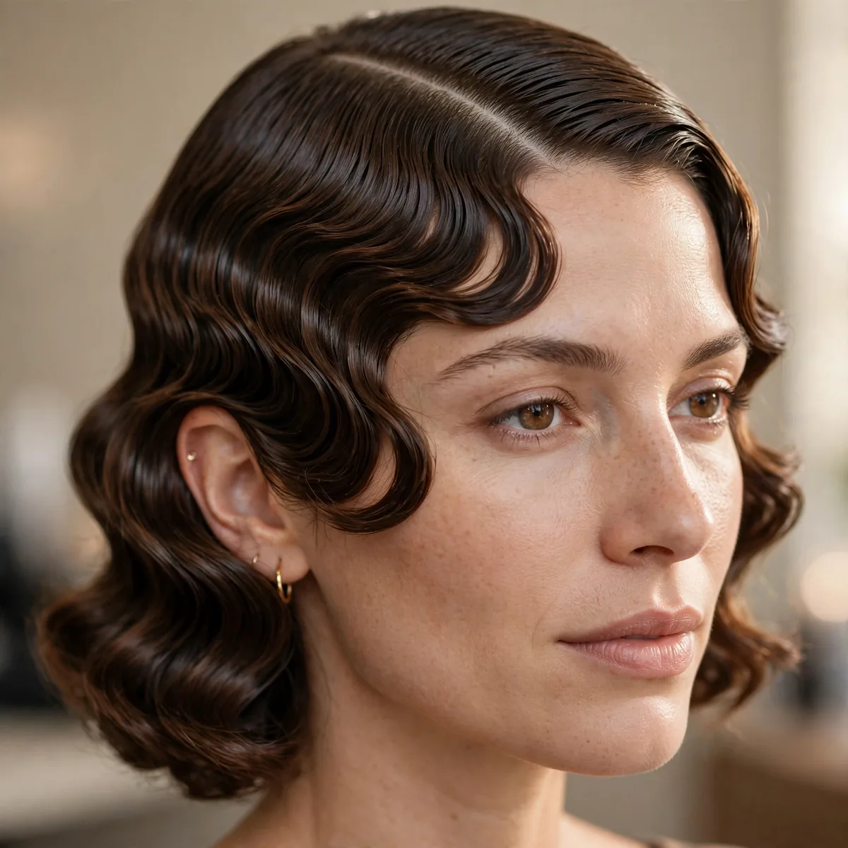 Sculpted waves with a severe side part