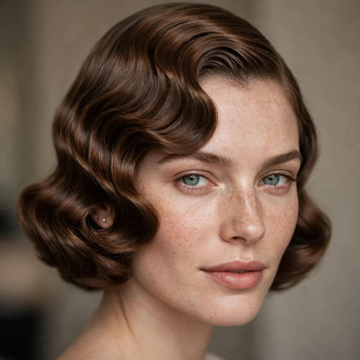 Vintage waved bob with deep side part