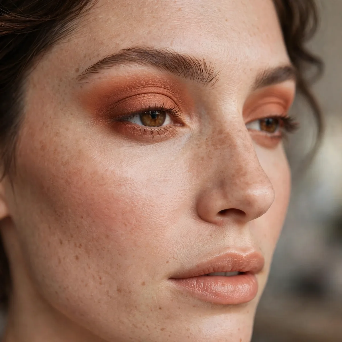 Terracotta eyeshadow in crease