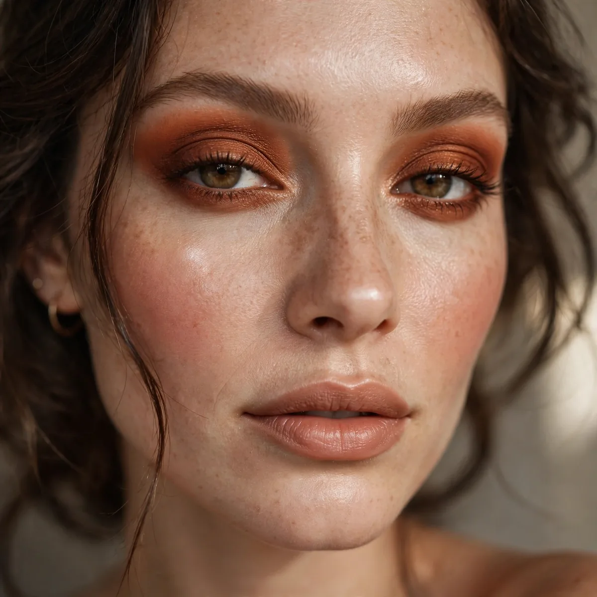 Burnt sienna eyeshadow look