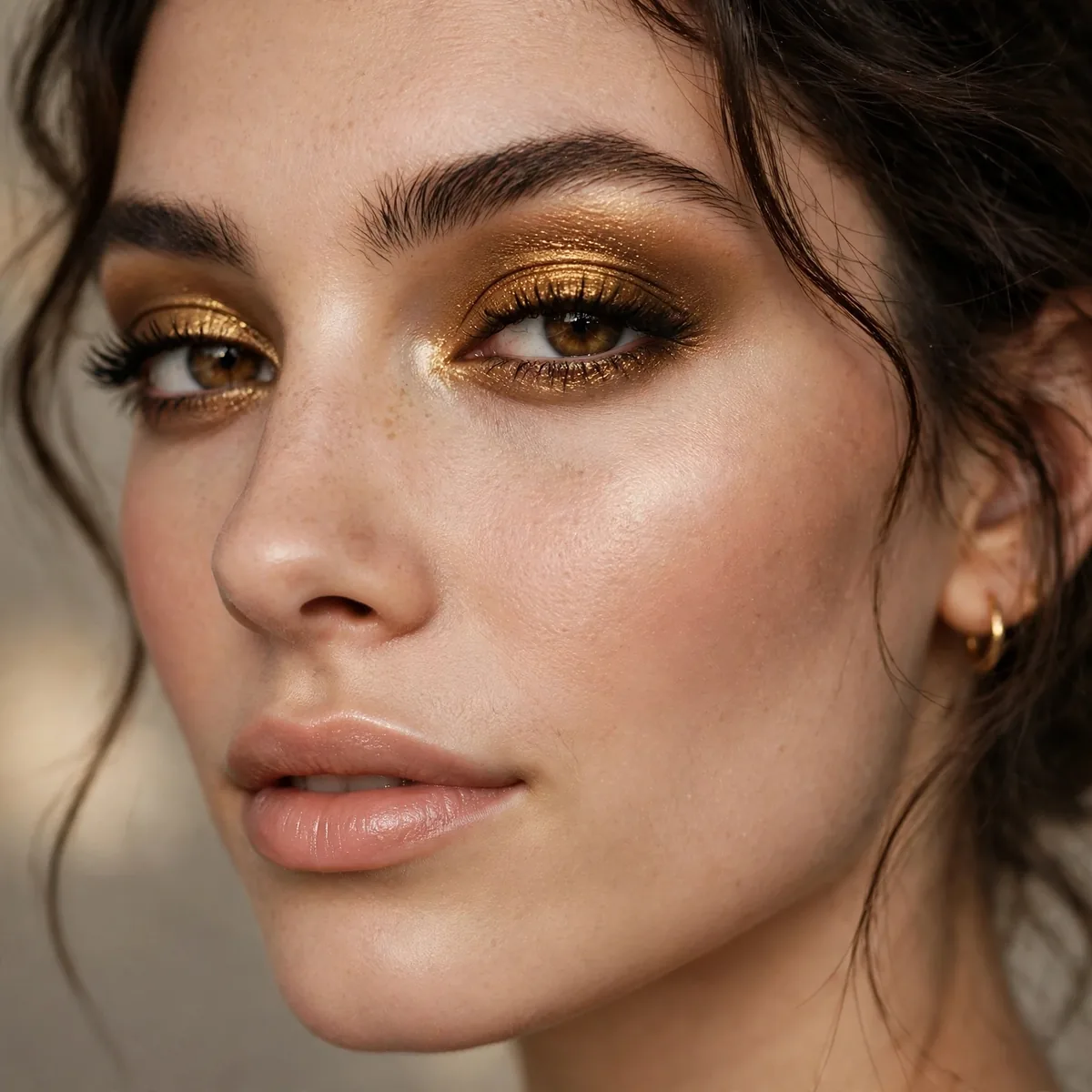 Deep gold evening eyeshadow look