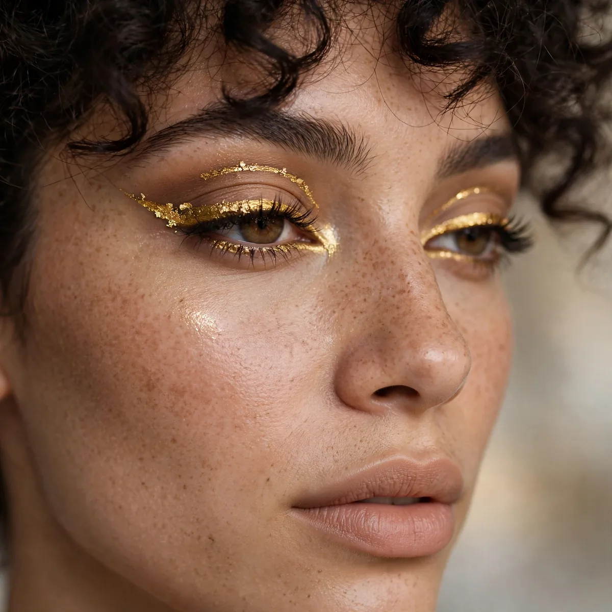 Gilded gold eyeliner look
