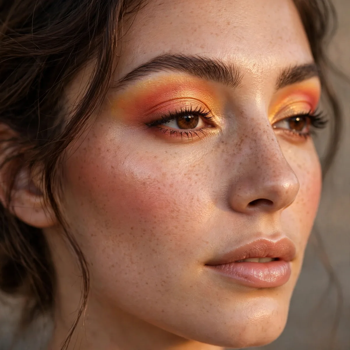 Sunset blend eyeshadow with warm tones