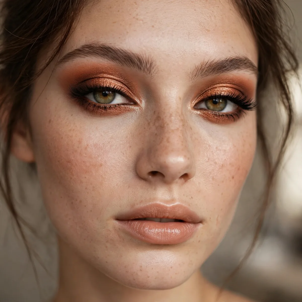 Copper smokey eye makeup