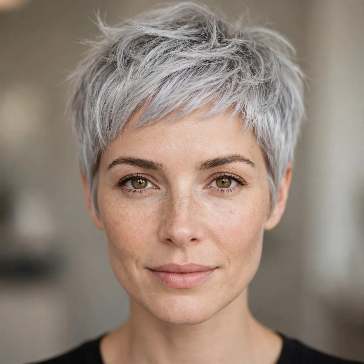 Silver wash-and-go pixie