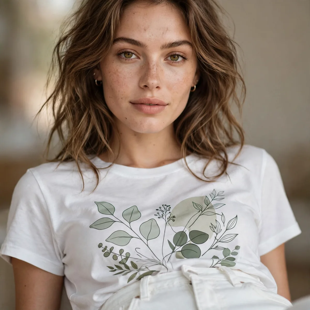 White jeans with graphic t-shirt