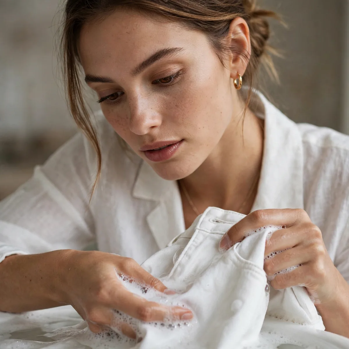 Washing white jeans properly