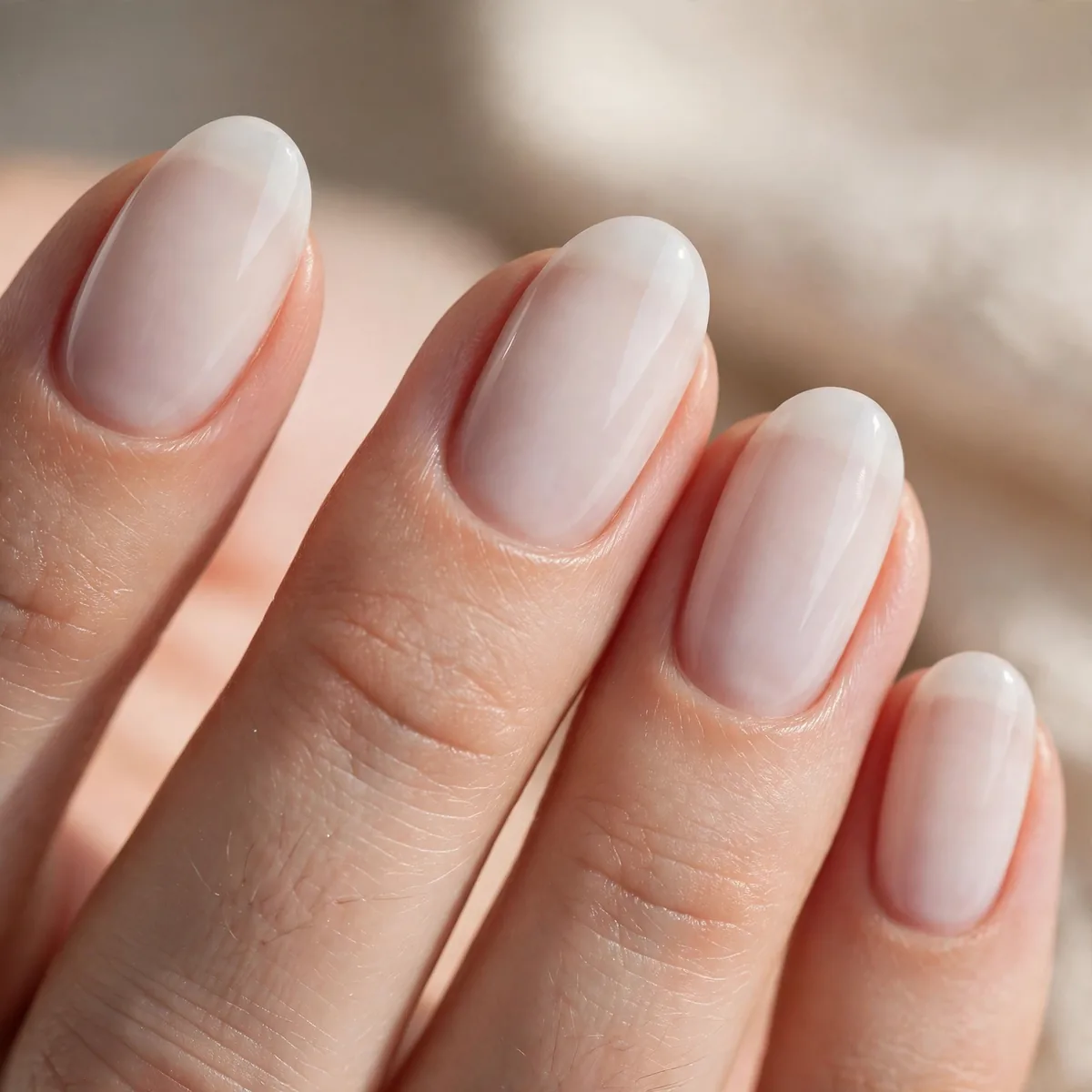 Milky sheer white nails