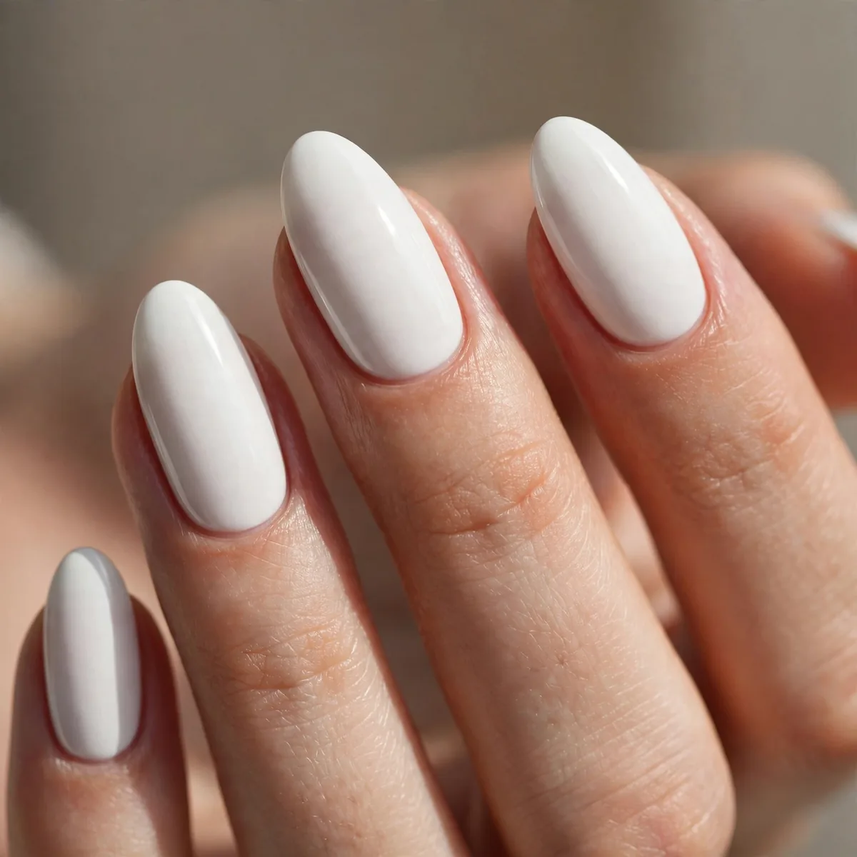 White polish on almond nails