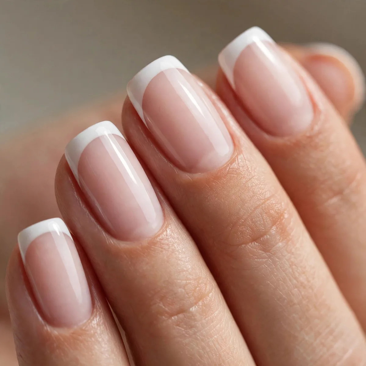 Classic white French manicure