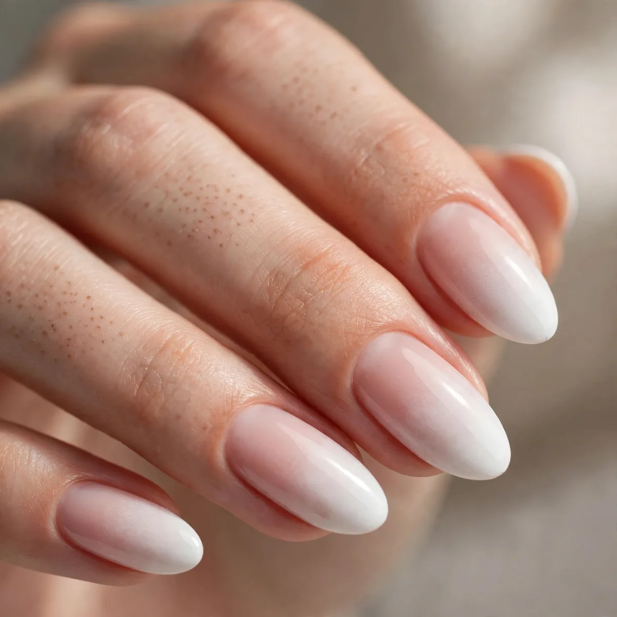 White ombre gradient nails
