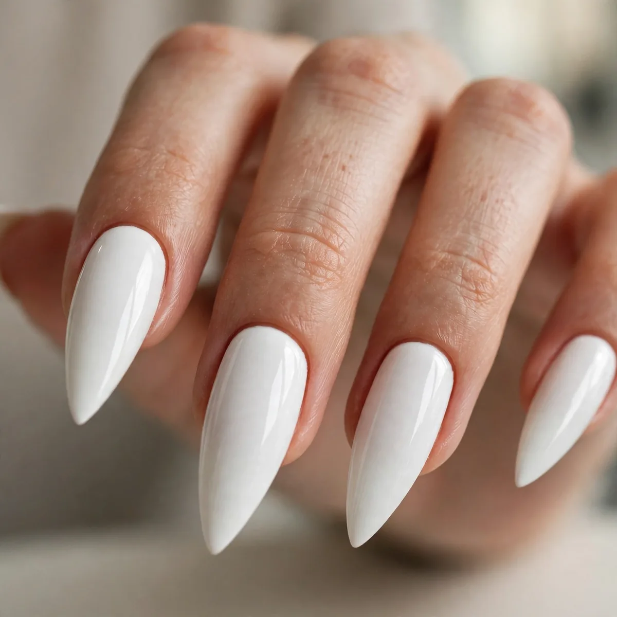 White stiletto pointed nails