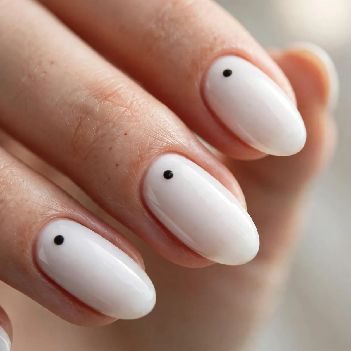 White nails with single black dot