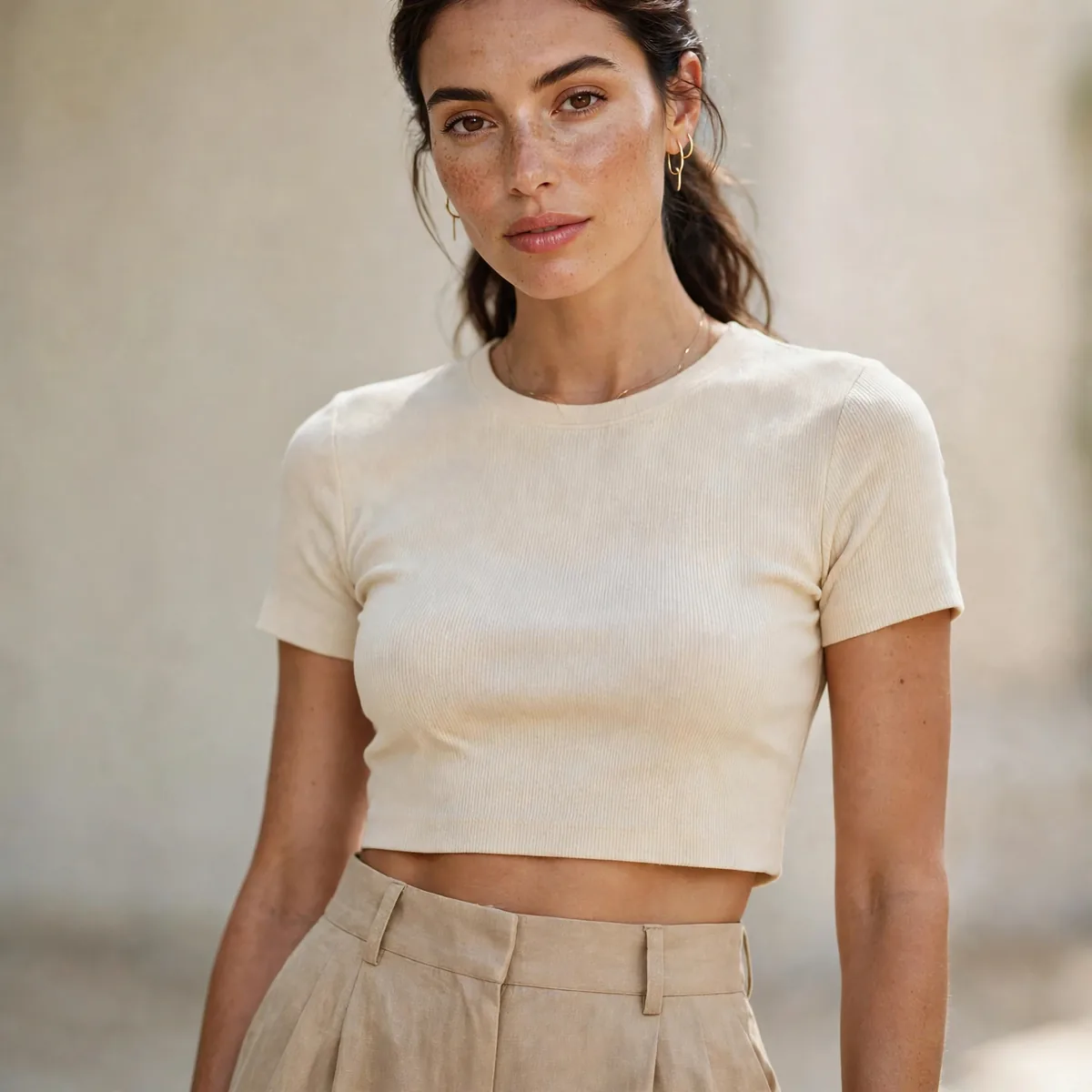 Wide leg trousers with crop top