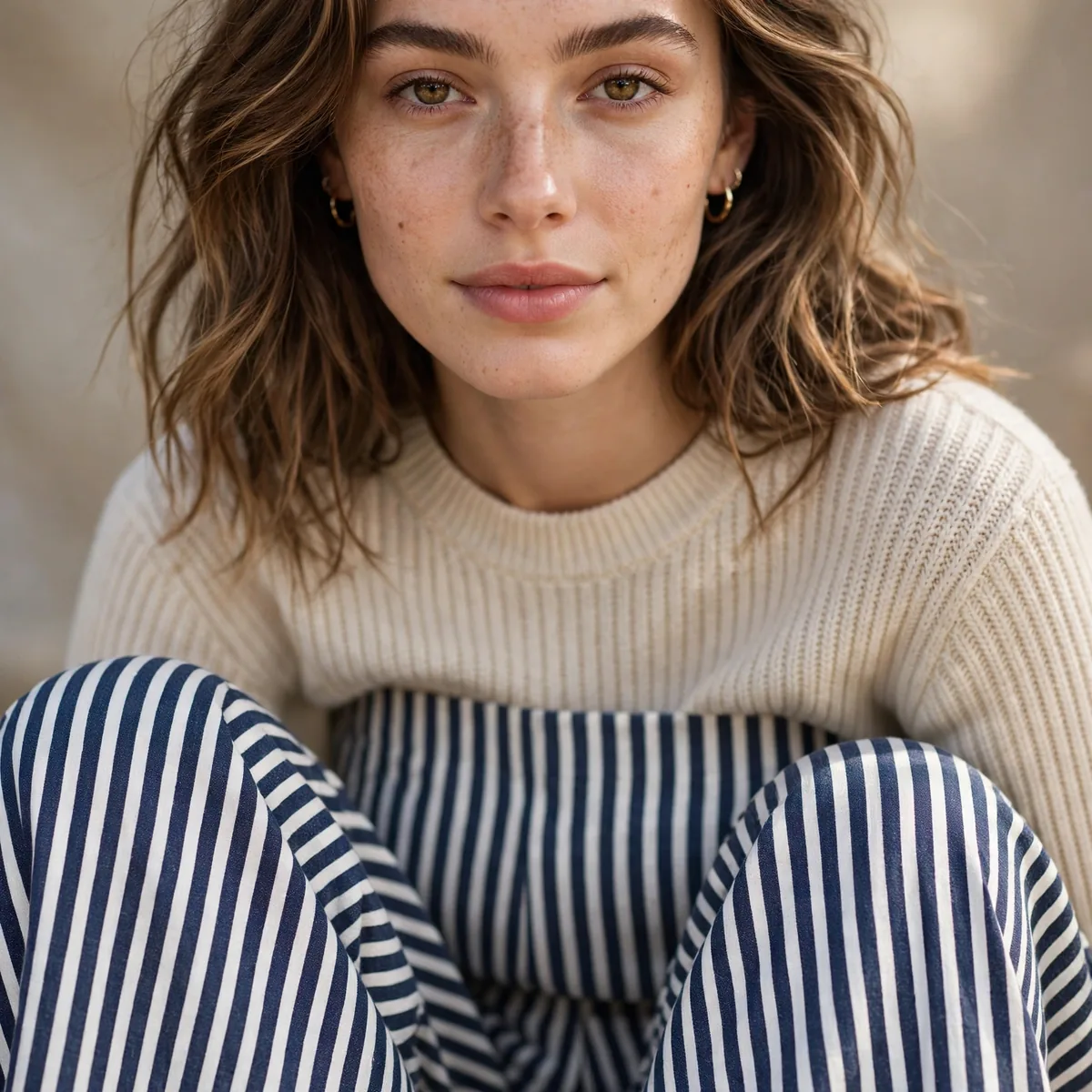 Striped wide leg pants