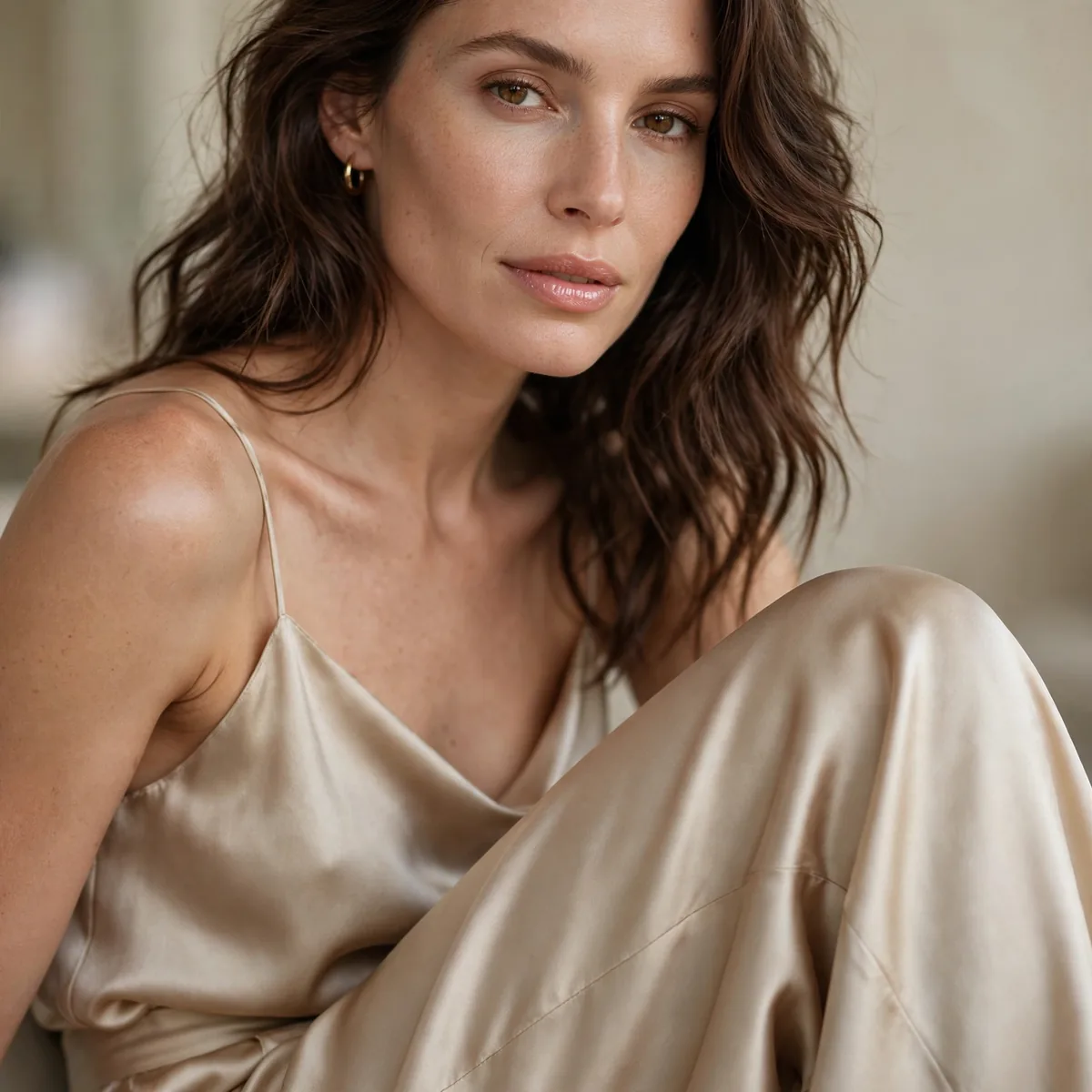 Silk wide leg pants outfit