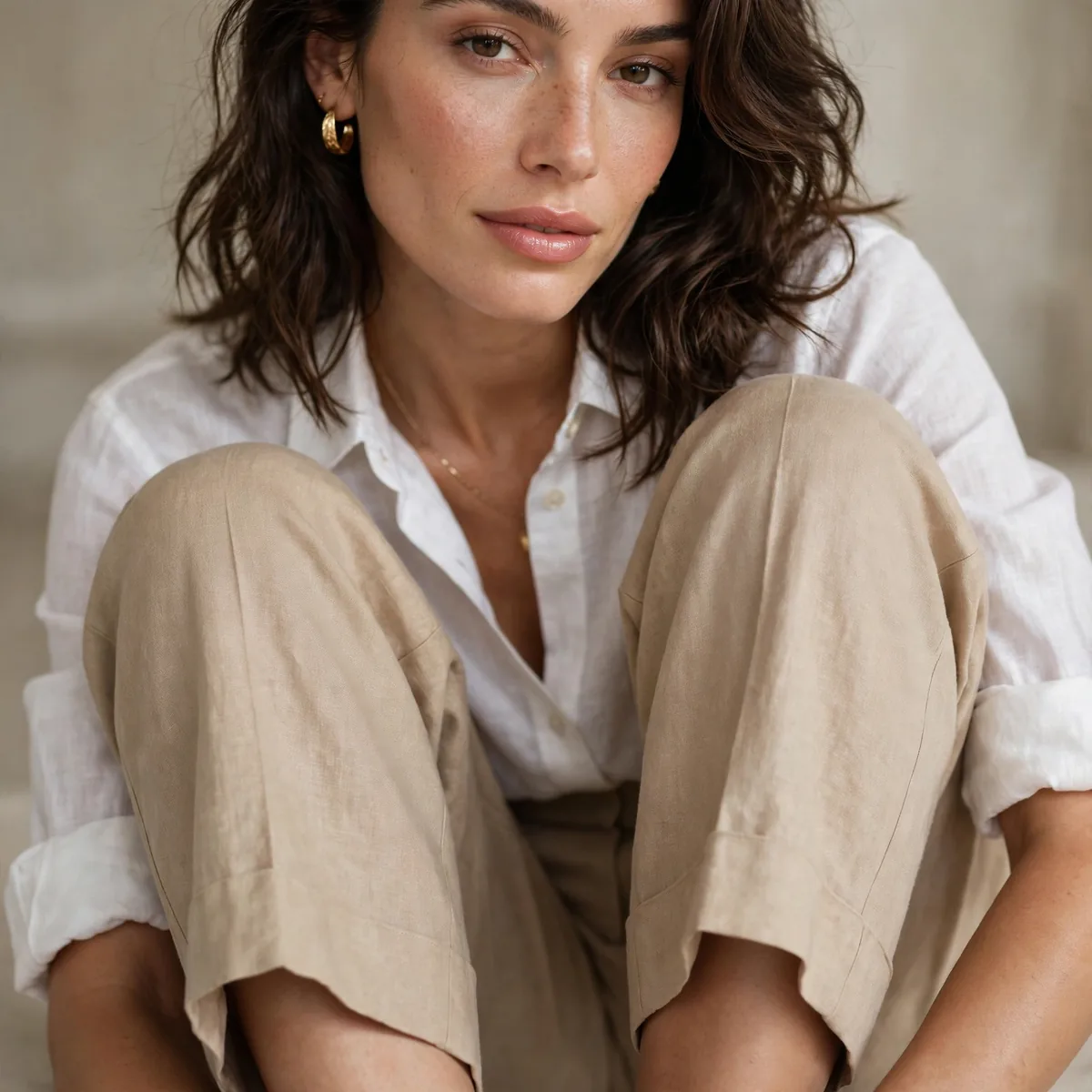 Cropped wide leg pants
