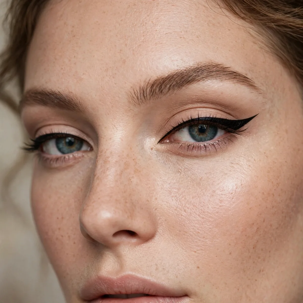 Eyes open winged eyeliner technique