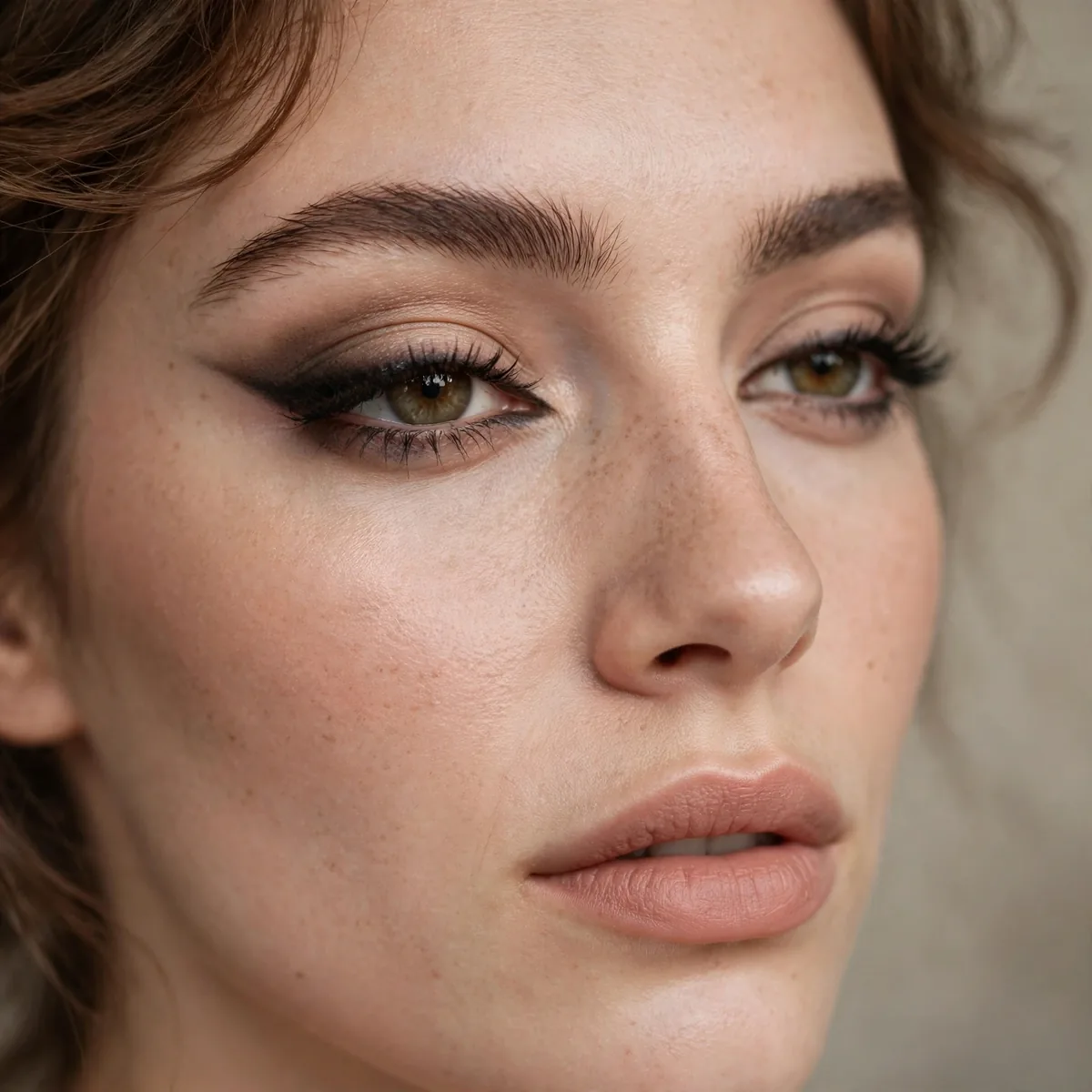 Smudged winged eyeliner soft look