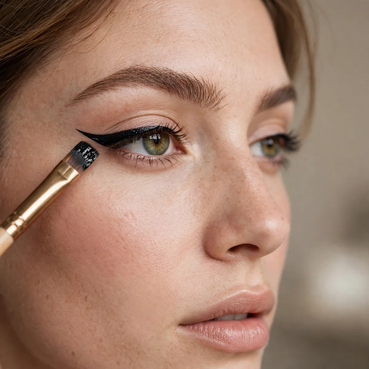 Gel eyeliner with angled brush wing