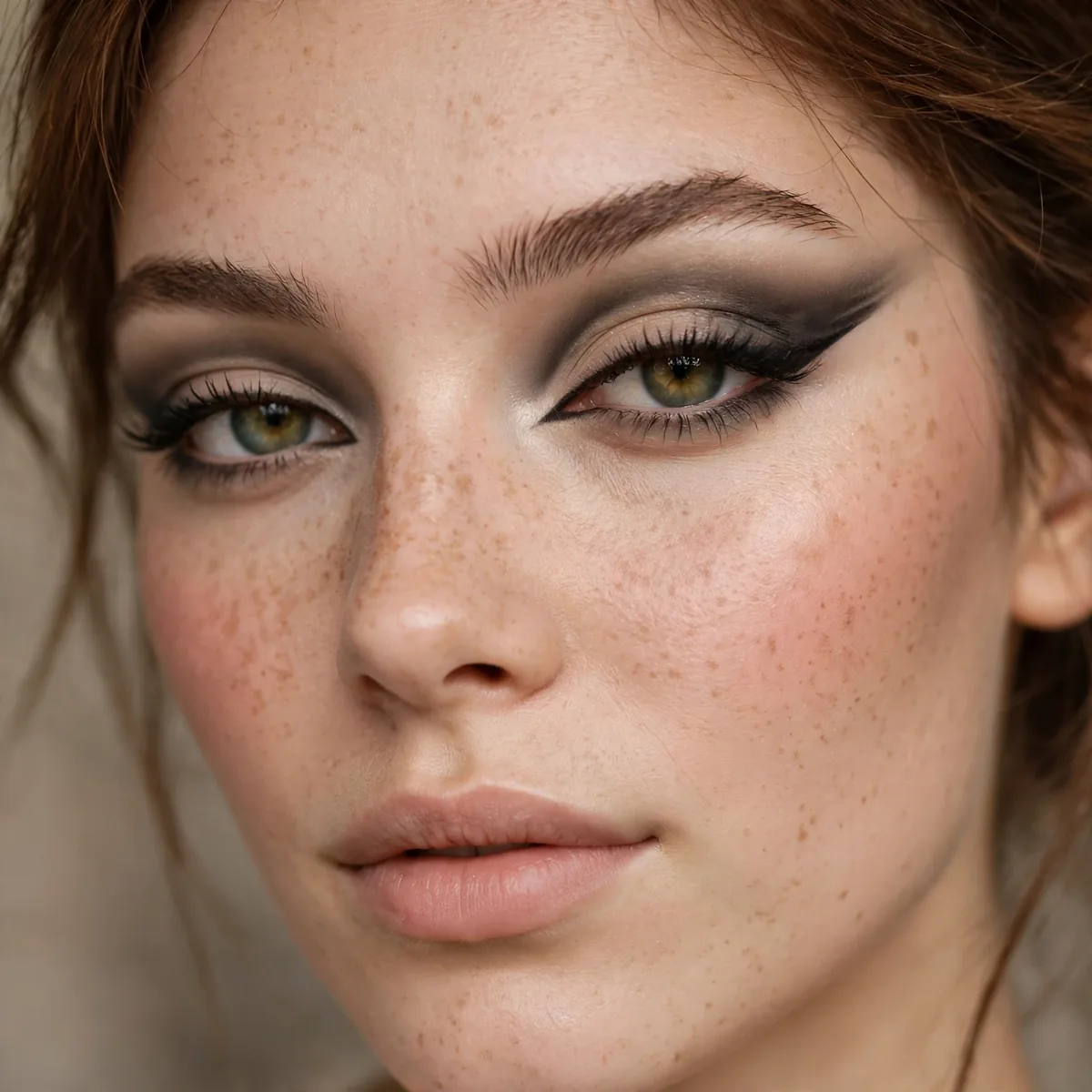 Winged shadow as eyeliner