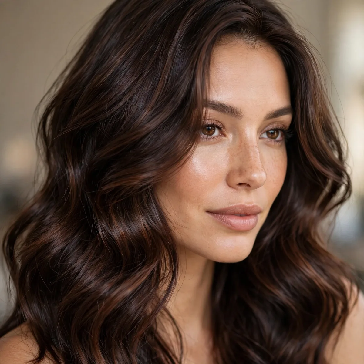 Dark Chocolate Melt hairstyle in dark chocolate with luminous richness