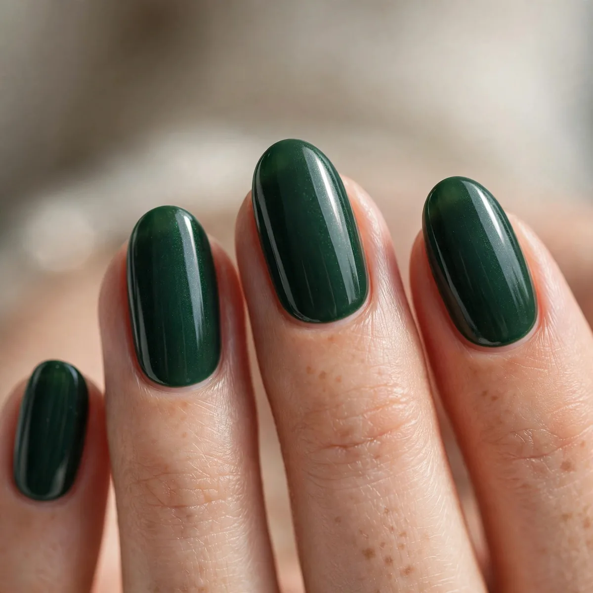 Forest green winter nail polish