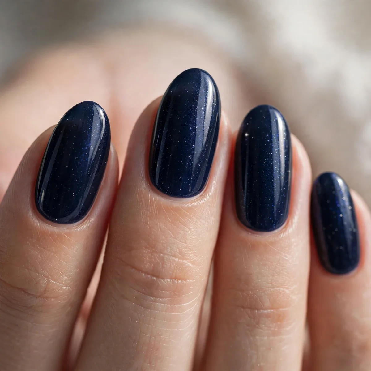 Midnight navy winter nails