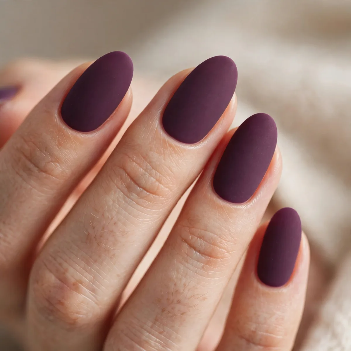 Matte plum winter nails