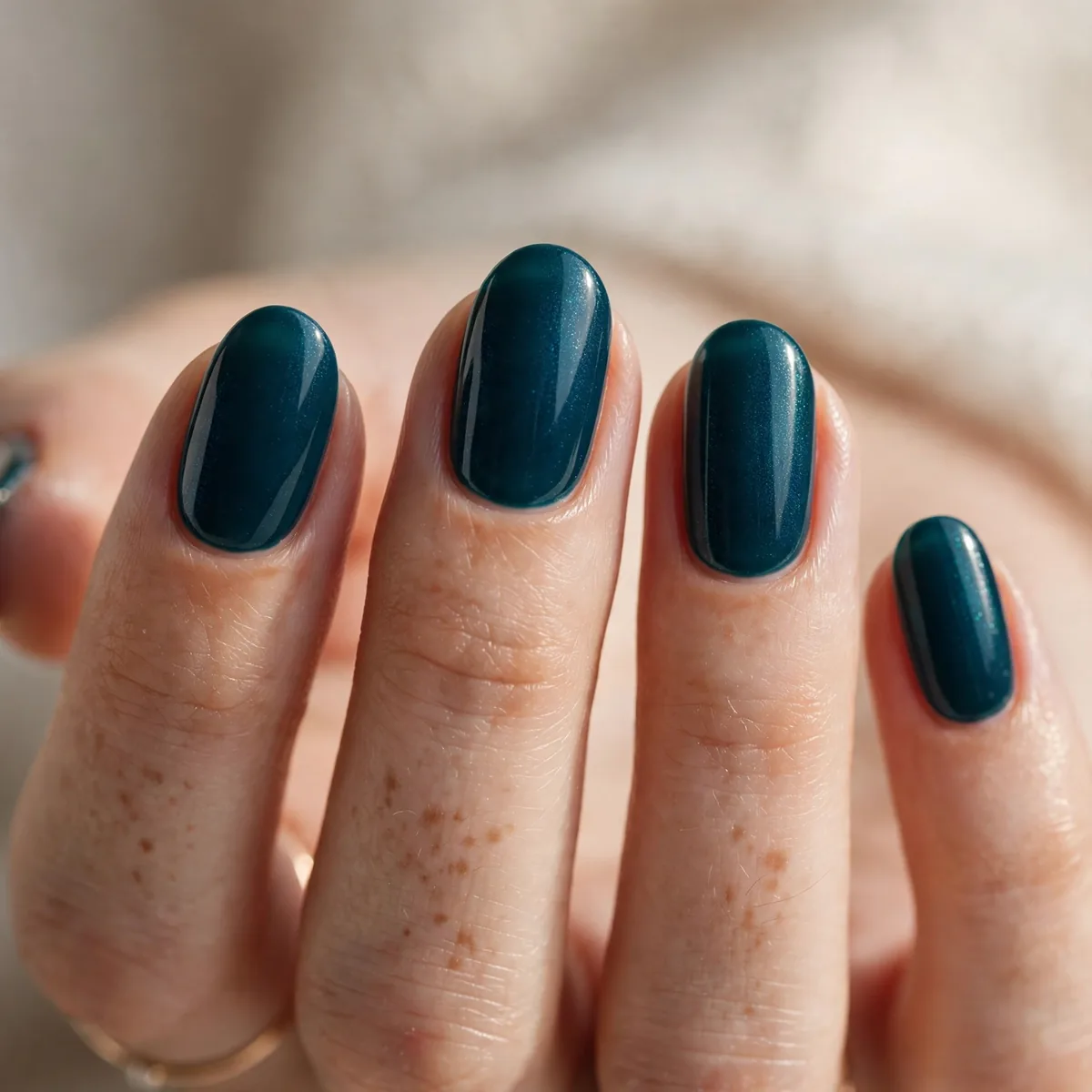 Deep teal winter nail polish