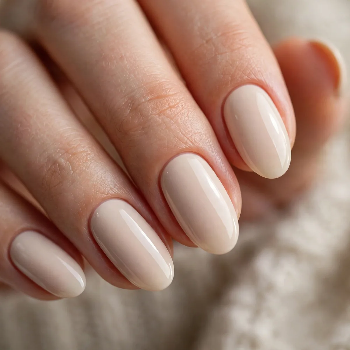 Creamy nude winter nails