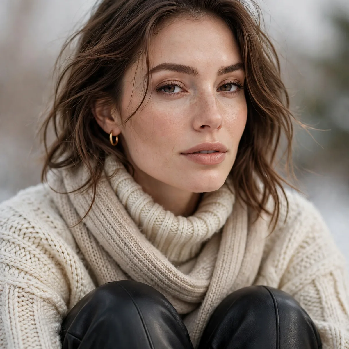 Leather pants winter outfit