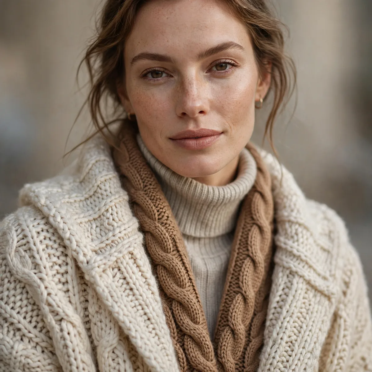 Layered knitwear winter outfit