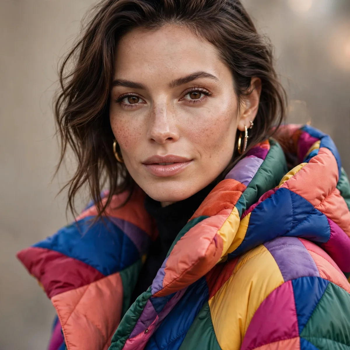 Colorful statement winter coat