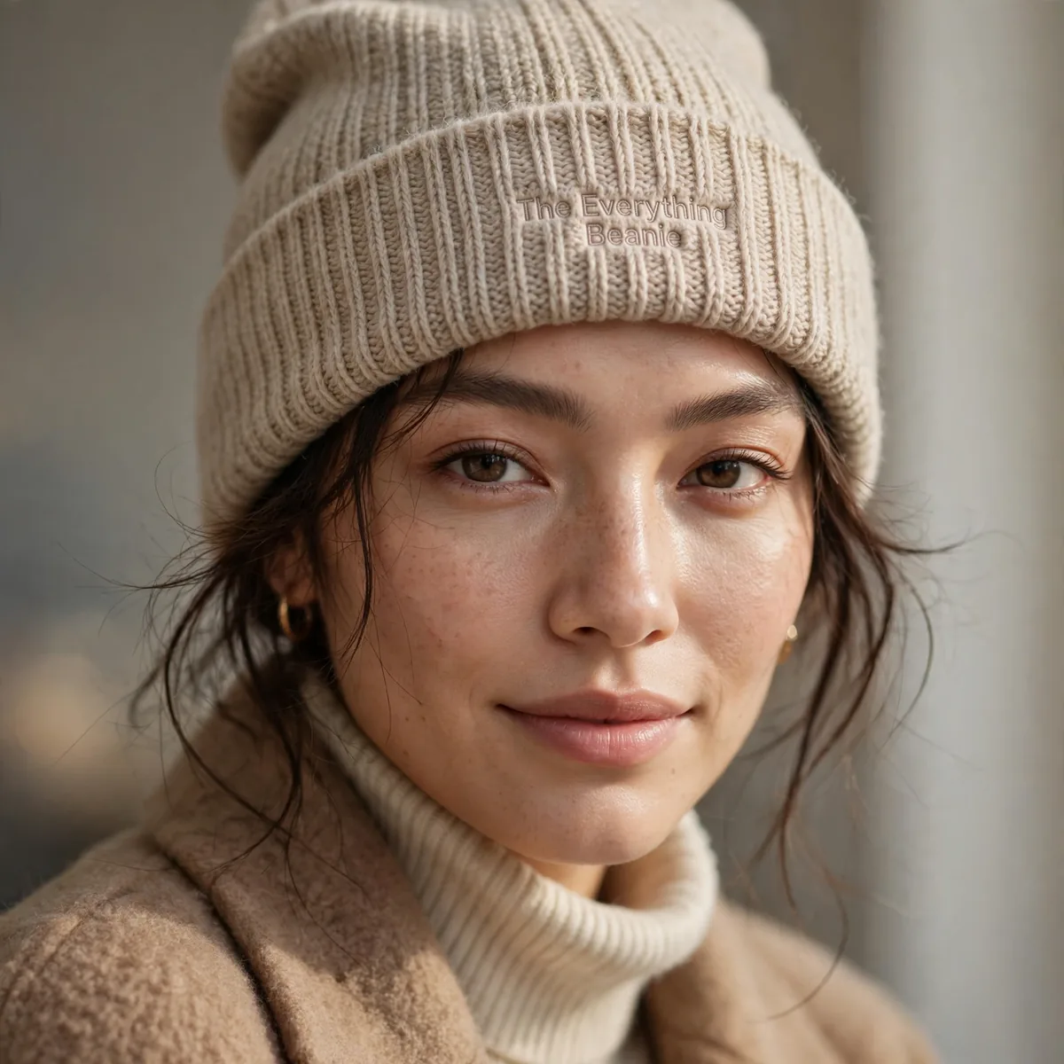 Beanie styled with winter outfit