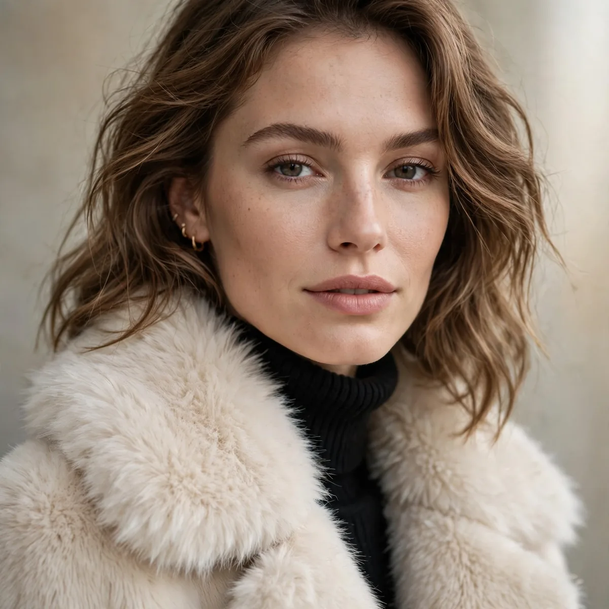 Faux fur collar winter outfit