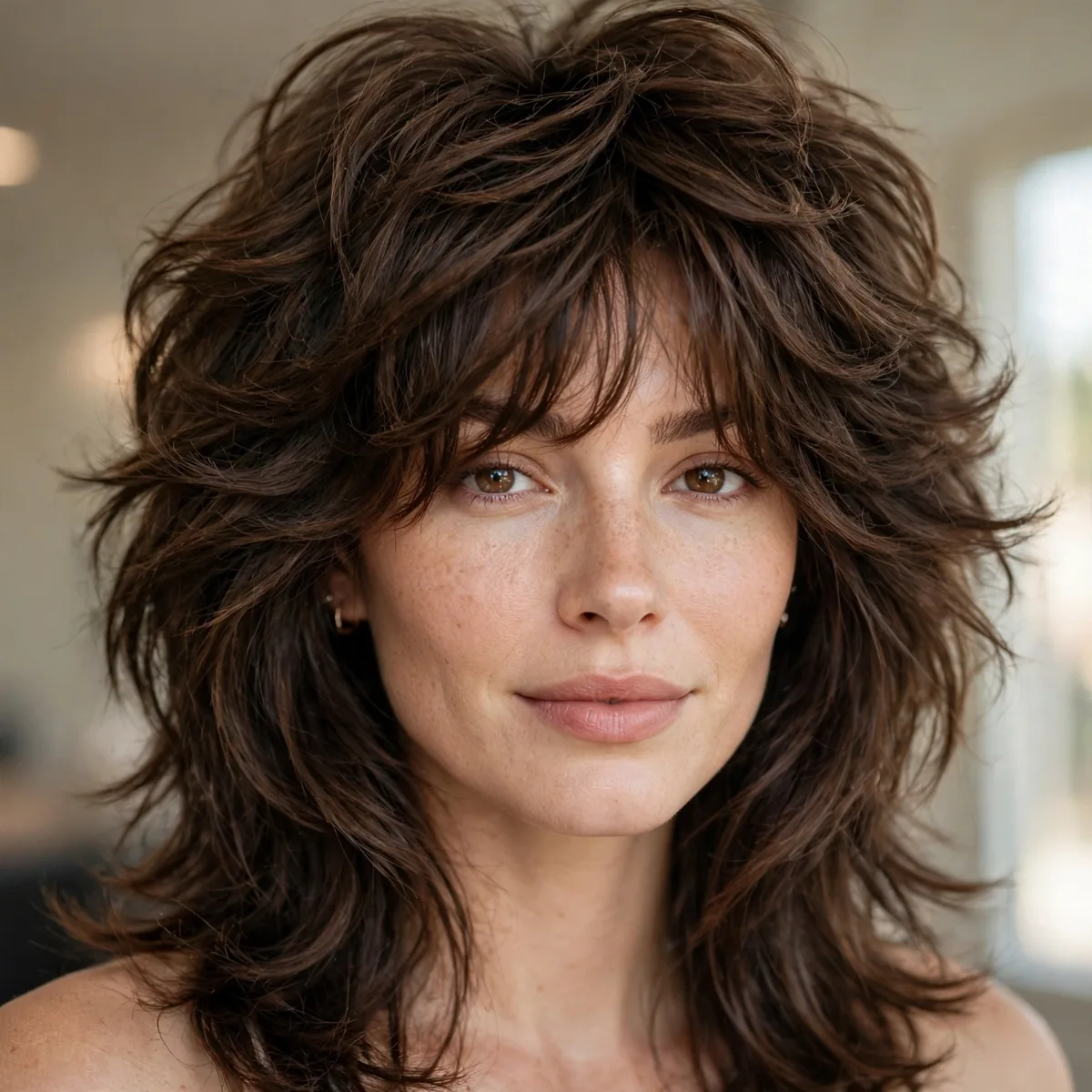 Wolf cut with debulked layers on thick hair