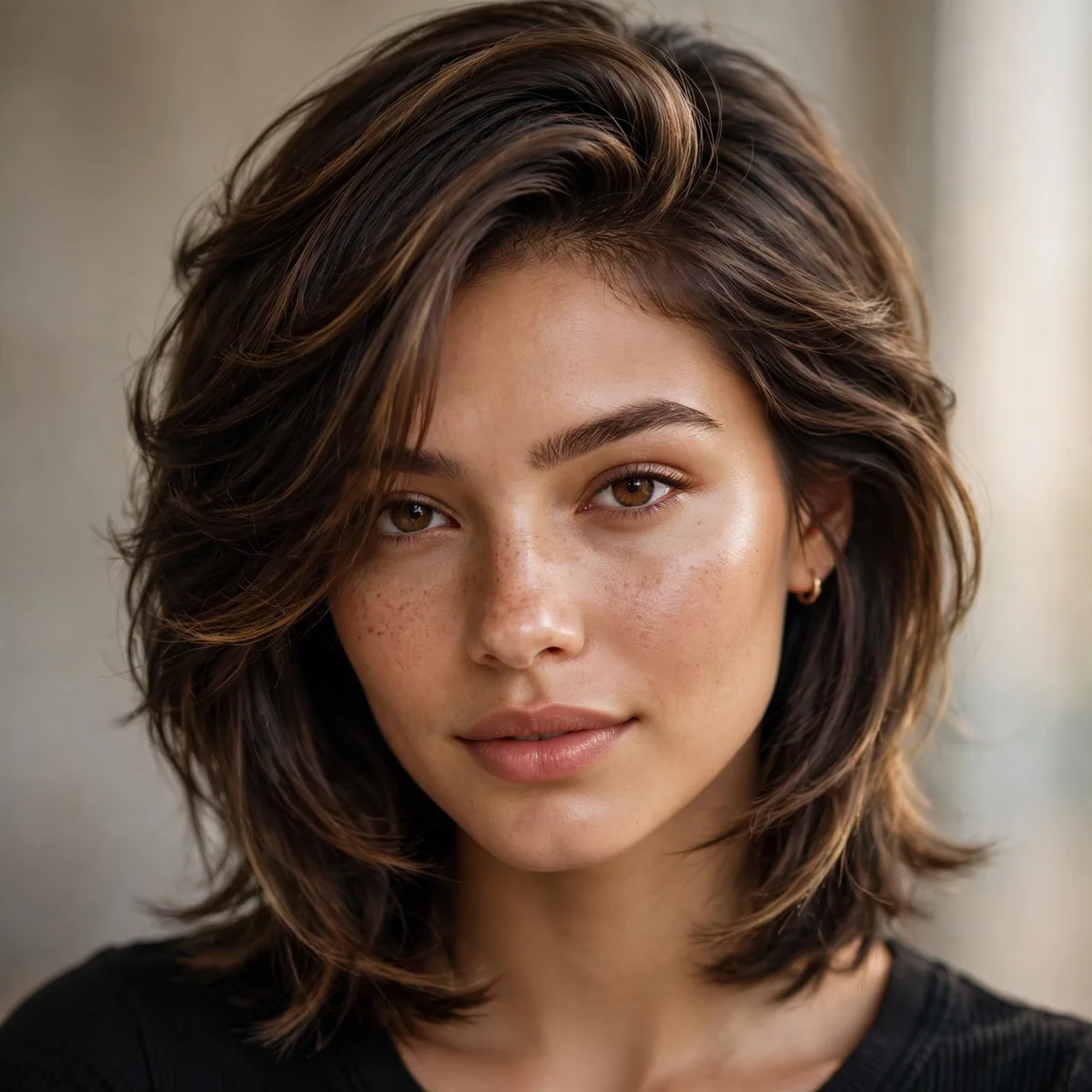 Wolf cut styled smooth and polished